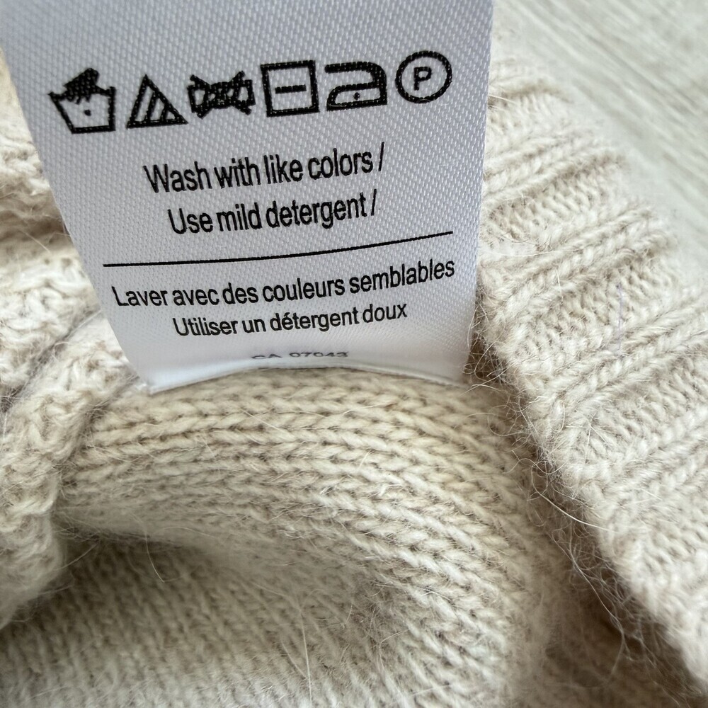 KENAR Sweater Angora Rabbit Hair Blend Women's L Oatmeal Beige Soft Pullover NWT - Picture 6 of 9